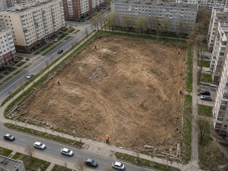 Большой участок под жилой квартал и геодезисты
