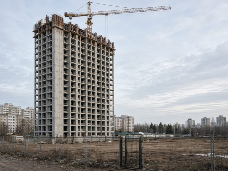 Корпус в монолите и огороженное место под соседний котлован