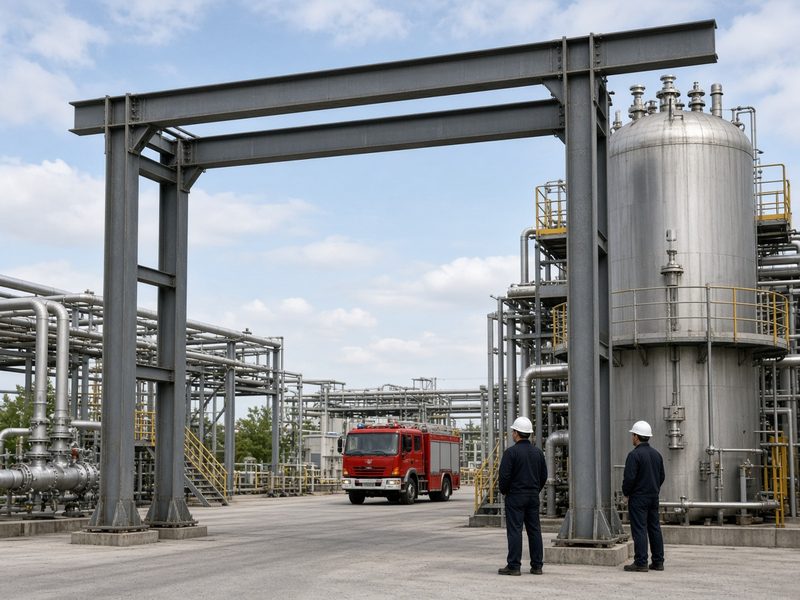 Портал у реактора оставляет проезд для пожарной машины